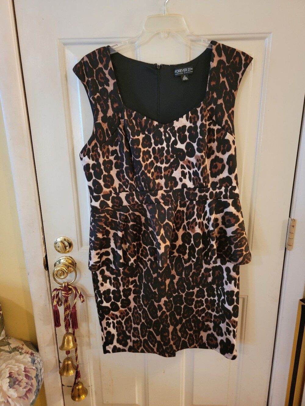 Forever 21 Leopard Print Peplum Top - Brown, Black, Cream